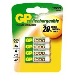 Pack de 4 piles rechargeables AAA 1000mAh