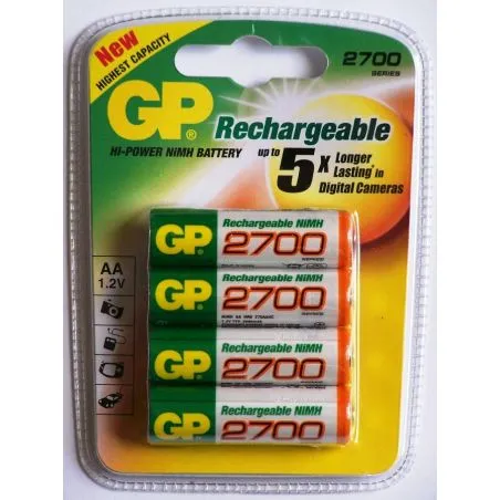 Pack de 4 piles rechargeables AA 2700mAh