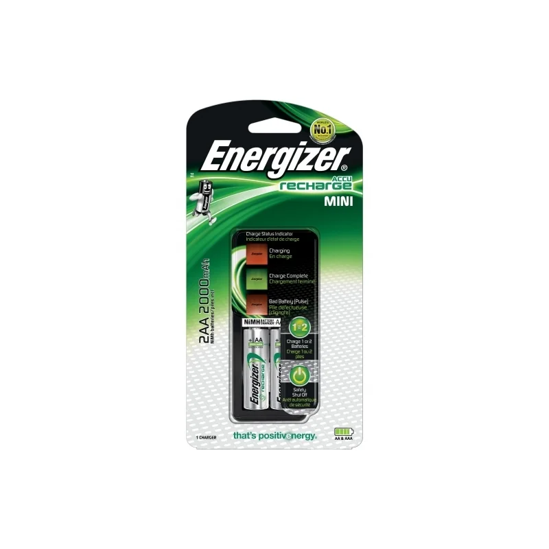 Mini chargeur de piles rechargeables Energizer avec 2 piles AA 2000 mah