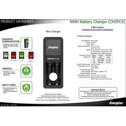 Mini chargeur de piles rechargeables Energizer avec 2 piles AA 2000 mah