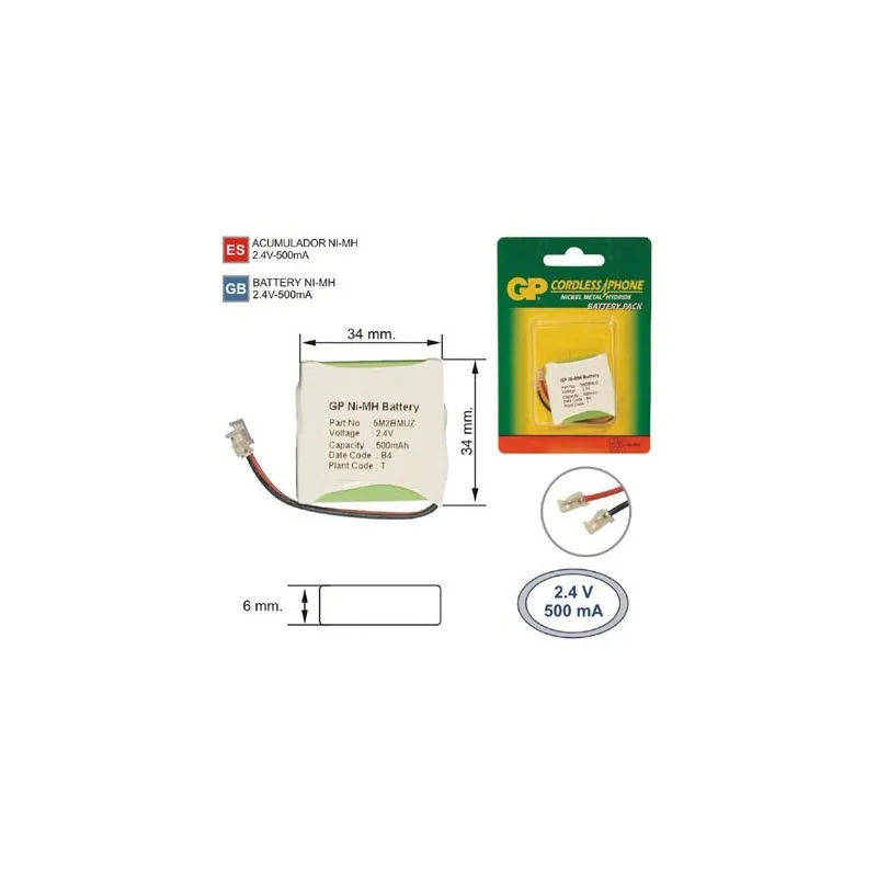 Batterie Téléphone sans fil T304_C3 2.4 V, 500mAh