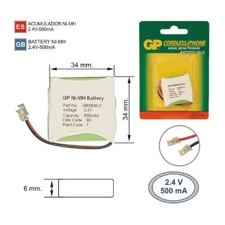 Batterie Téléphone sans fil T304_C3 2.4 V, 500mAh