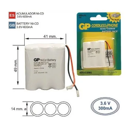 Batterie Téléphone sans fil T110 3,6 V 600mAh