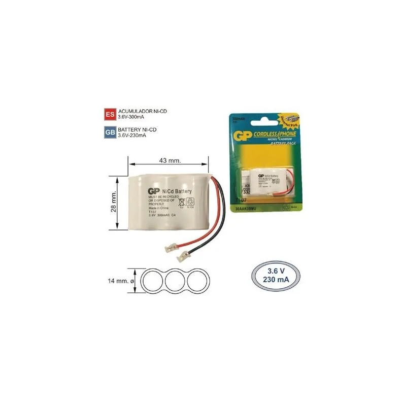 Batterie Téléphone inalambrico T107 3.6 V 300mAh