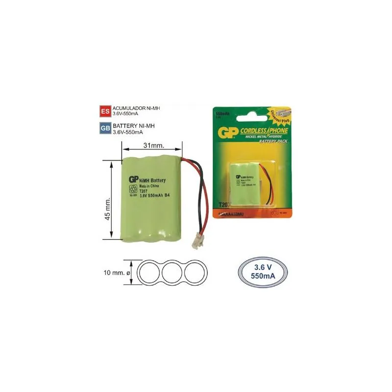 Batterie Téléphone sans fil T207 3.6 V 550mAh