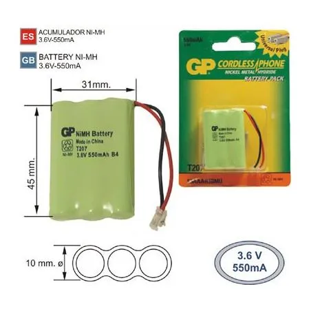 Batterie Téléphone sans fil T207 3.6 V 550mAh