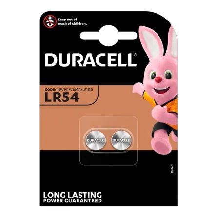 Piles Bouton Alcalines Duracell LR54 (2 Unités)