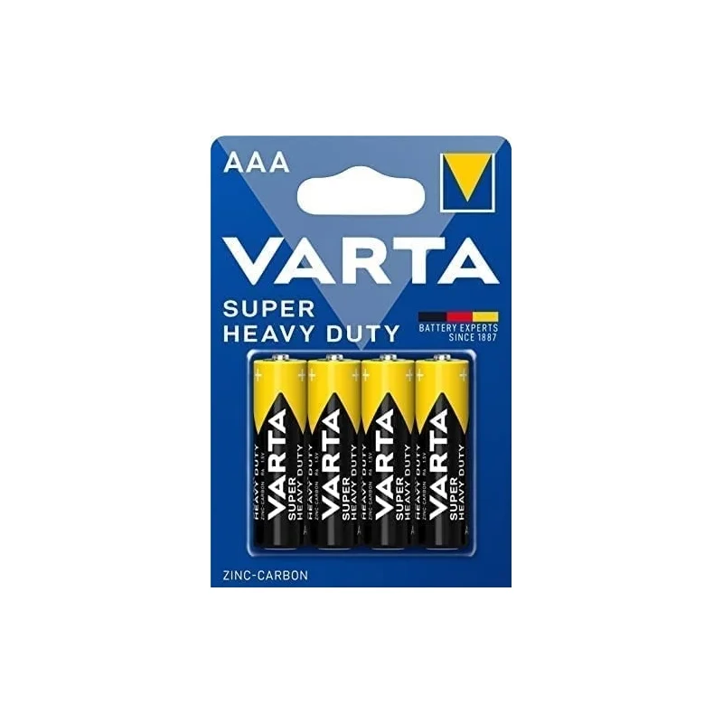 Piles Zinc-Carbone Varta AAA Super Heavy Duty (4 Unités)