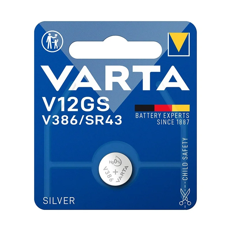 Piles Boutons Oxyde d'Argent Varta V12GS V386 SR43 (1 Unité)