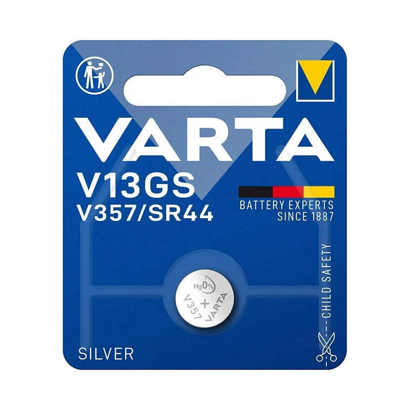 Piles Boutons Oxyde d'Argent Varta V13GS V357 SR44 (1 Unité)