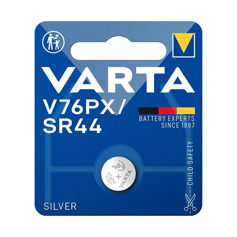 Piles Boutons Oxyde d'Argent Varta V76PX SR44 (1 Unité)
