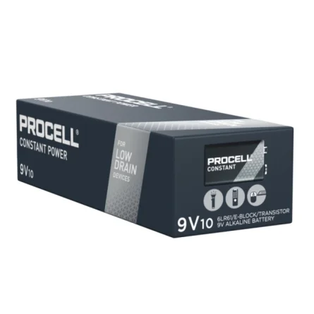 Piles Alcalines Procell 9V 6LR61 Constant Power (10 Unités)