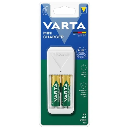 Mini chargeur Varta pour piles rechargeables AA, AAA Ni-Mh avec 2 piles AA 2100mah
